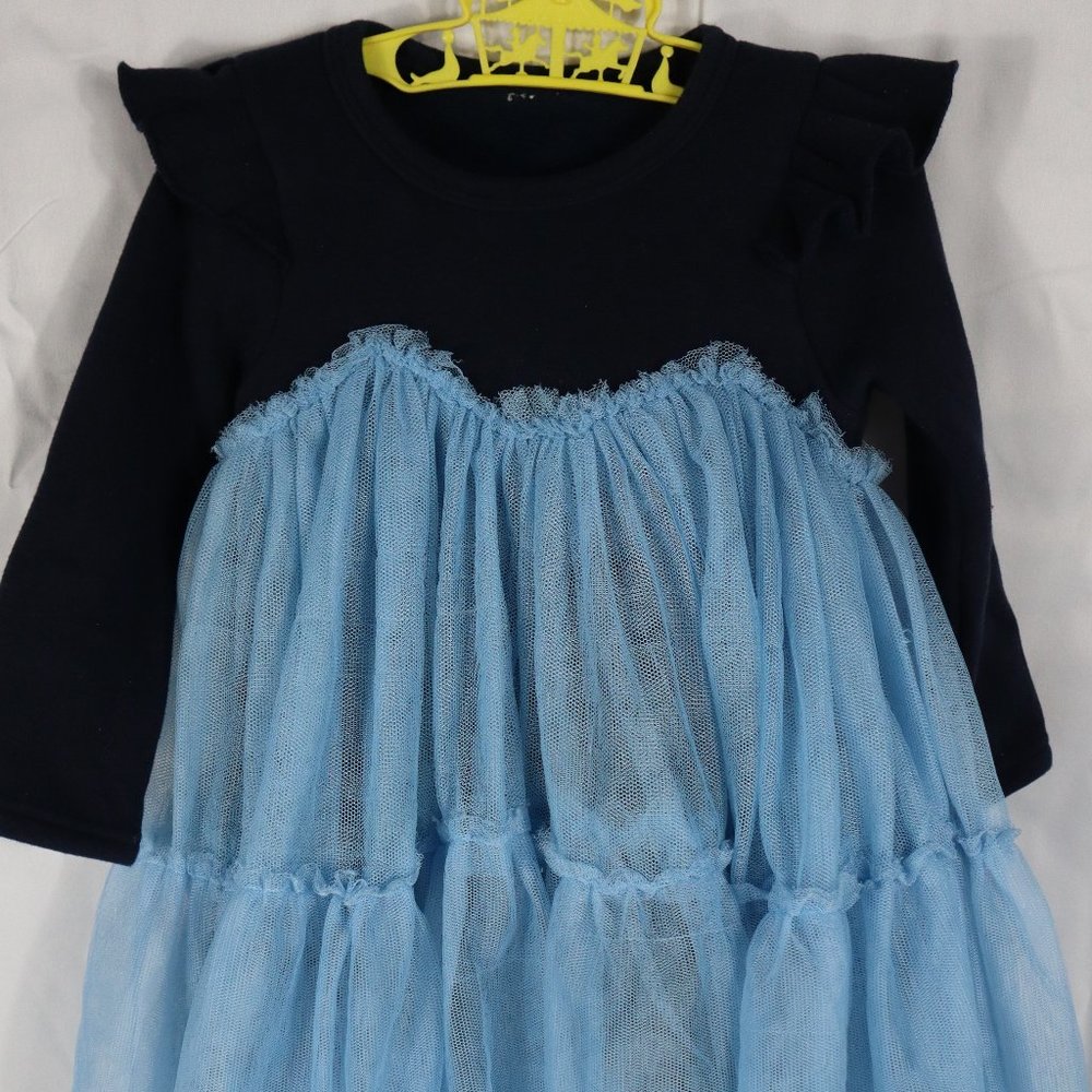 Girls 3T Blue Tutu Sweatshirt Dress Flutter Sleeves Boutique